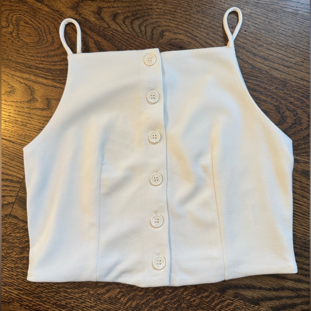 NWT H&M Off-white / Cream Jersey Vest, Button-Up Women's Top - Size XS
